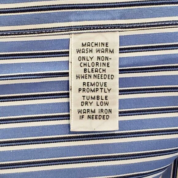 Polo Ralph Lauren Oxford Shirt Men's XL 17.5 Blue Vertical Stripe LS Button Down - Picture 8 of 11
